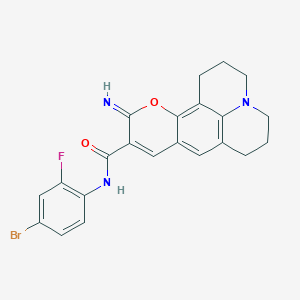 molecular formula C22H19BrFN3O2 B2509383 N-(4-bromo-2-fluorophenyl)-11-imino-2,3,5,6,7,11-hexahydro-1H-pyrano[2,3-f]pyrido[3,2,1-ij]quinoline-10-carboxamide CAS No. 866346-60-3