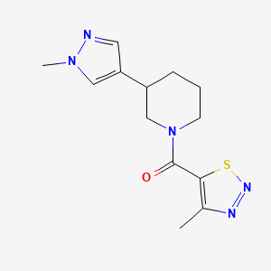 molecular formula C13H17N5OS B2509387 (4-Methyl-1,2,3-thiadiazol-5-yl)(3-(1-Methyl-1H-pyrazol-4-yl)piperidin-1-yl)methanon CAS No. 2309556-44-1