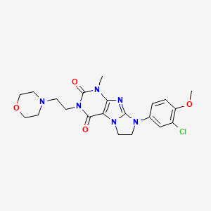 molecular formula C21H25ClN6O4 B2509402 8-(3-Chloro-4-methoxyphenyl)-1-methyl-3-(2-morpholin-4-ylethyl)-1,3,5-trihydro imidazolidino[1,2-h]purine-2,4-dione CAS No. 922463-10-3