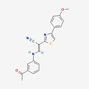 molecular formula C21H17N3O2S B2509413 (E)-3-((3-acetylphenyl)amino)-2-(4-(4-methoxyphenyl)thiazol-2-yl)acrylonitrile CAS No. 683258-70-0