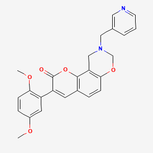 molecular formula C25H22N2O5 B2509418 3-(2,5-dimethoxyphenyl)-9-(pyridin-3-ylmethyl)-9,10-dihydrochromeno[8,7-e][1,3]oxazin-2(8H)-one CAS No. 951927-13-2