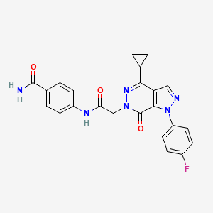 molecular formula C23H19FN6O3 B2509421 4-(2-(4-cyclopropyl-1-(4-fluorophenyl)-7-oxo-1H-pyrazolo[3,4-d]pyridazin-6(7H)-yl)acetamido)benzamide CAS No. 1105201-59-9