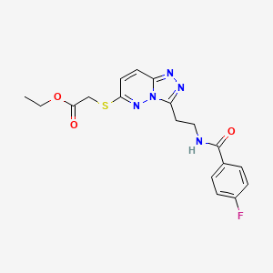 molecular formula C18H18FN5O3S B2509427 Ethyl 2-((3-(2-(4-fluorobenzamido)ethyl)-[1,2,4]triazolo[4,3-b]pyridazin-6-yl)thio)acetate CAS No. 897759-03-4