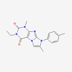 molecular formula C18H19N5O2 B2509434 3-ethyl-1,7-dimethyl-8-(p-tolyl)-1H-imidazo[2,1-f]purine-2,4(3H,8H)-dione CAS No. 877643-60-2