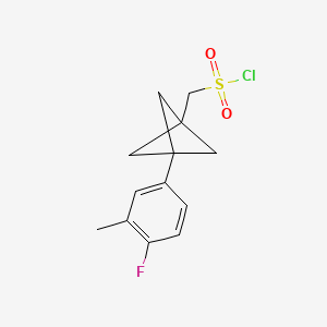 molecular formula C13H14ClFO2S B2509438 [3-(4-Fluoro-3-methylphenyl)-1-bicyclo[1.1.1]pentanyl]methanesulfonyl chloride CAS No. 2287341-02-8