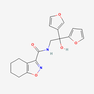 molecular formula C18H18N2O5 B2509445 N-(2-(furan-2-yl)-2-(furan-3-yl)-2-hydroxyethyl)-4,5,6,7-tetrahydrobenzo[d]isoxazole-3-carboxamide CAS No. 2034236-08-1