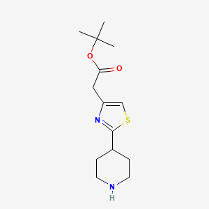 molecular formula C14H22N2O2S B2509463 Tert-butyl 2-(2-piperidin-4-yl-1,3-thiazol-4-yl)acetate CAS No. 2287334-44-3