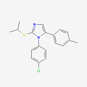 molecular formula C19H19ClN2S B2509467 1-(4-chlorophenyl)-2-(isopropylthio)-5-(p-tolyl)-1H-imidazole CAS No. 1226445-97-1