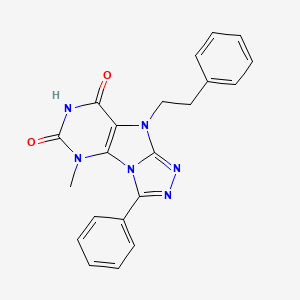 molecular formula C21H18N6O2 B2509472 5-甲基-9-苯乙基-3-苯基-5H-[1,2,4]三唑并[4,3-e]嘌呤-6,8(7H,9H)-二酮 CAS No. 921552-32-1