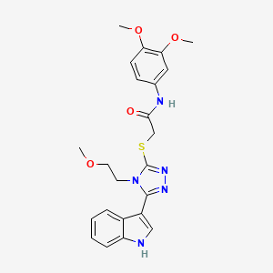 2-((5-(1H-indol-3-yl)-4-(2-methoxyethyl)-4H-1,2,4-triazol-3-yl)thio)-N-(3,4-dimethoxyphenyl)acetamide