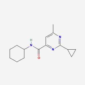 molecular formula C15H21N3O B2509477 N-Cyclohexyl-2-cyclopropyl-6-methylpyrimidine-4-carboxamide CAS No. 2415531-17-6
