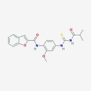 molecular formula C21H21N3O4S B250949 N-(4-{[(isobutyrylamino)carbonothioyl]amino}-2-methoxyphenyl)-1-benzofuran-2-carboxamide 