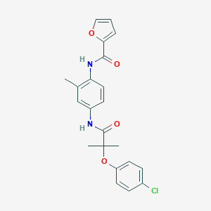 molecular formula C22H21ClN2O4 B250950 N-(4-{[2-(4-chlorophenoxy)-2-methylpropanoyl]amino}-2-methylphenyl)-2-furamide 