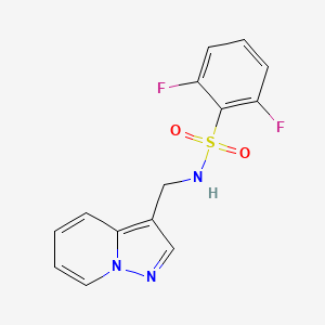 molecular formula C14H11F2N3O2S B2509502 2,6-difluoro-N-(pyrazolo[1,5-a]pyridin-3-ylmethyl)benzenesulfonamide CAS No. 1396783-80-4