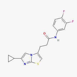 molecular formula C17H15F2N3OS B2509515 3-(6-环丙基咪唑[2,1-b]噻唑-3-基)-N-(3,4-二氟苯基)丙酰胺 CAS No. 1334374-18-3