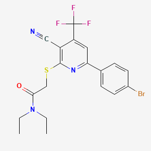 2-{[6-(4-bromophenyl)-3-cyano-4-(trifluoromethyl)-2-pyridinyl]sulfanyl}-N,N-diethylacetamide