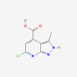 molecular formula C8H6ClN3O2 B2509517 6-Chloro-3-methyl-2H-pyrazolo[3,4-b]pyridine-4-carboxylic acid CAS No. 1545134-94-8