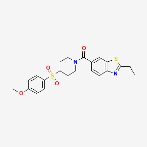 molecular formula C22H24N2O4S2 B2509522 (2-Ethylbenzo[d]thiazol-6-yl)(4-((4-methoxyphenyl)sulfonyl)piperidin-1-yl)methanone CAS No. 1448122-33-5