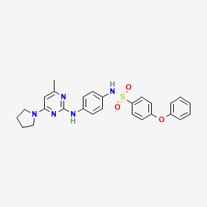 molecular formula C27H27N5O3S B2509537 N-(4-{[4-methyl-6-(pyrrolidin-1-yl)pyrimidin-2-yl]amino}phenyl)-4-phenoxybenzene-1-sulfonamide CAS No. 923147-48-2