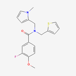 molecular formula C19H19FN2O2S B2509546 3-fluoro-4-methoxy-N-((1-methyl-1H-pyrrol-2-yl)methyl)-N-(thiophen-2-ylmethyl)benzamide CAS No. 2034352-87-7