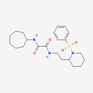 molecular formula C22H33N3O4S B2509566 N1-环庚基-N2-(2-(1-(苯磺酰)哌啶-2-基)乙基)草酰胺 CAS No. 898444-70-7