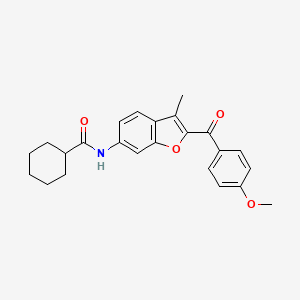 molecular formula C24H25NO4 B2509575 N-[2-(4-methoxybenzoyl)-3-methyl-1-benzofuran-6-yl]cyclohexanecarboxamide CAS No. 929514-31-8