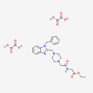 molecular formula C29H35N5O11 B2509588 2-(2-(4-((1-苄基-1H-苯并[d]咪唑-2-基)甲基)哌嗪-1-基)乙酰胺基)乙酸乙酯二草酸盐 CAS No. 1351631-30-5