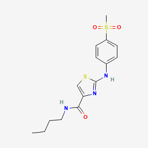 molecular formula C15H19N3O3S2 B2509598 N-butyl-2-((4-(methylsulfonyl)phenyl)amino)thiazole-4-carboxamide CAS No. 1211374-23-0