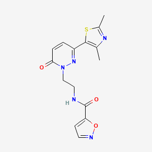 molecular formula C15H15N5O3S B2509601 N-(2-(3-(2,4-dimethylthiazol-5-yl)-6-oxopyridazin-1(6H)-yl)ethyl)isoxazole-5-carboxamide CAS No. 1257550-78-9