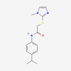 molecular formula C15H19N3OS B2509602 2-[(1-甲基-1H-咪唑-2-基)硫代]-N-[4-(丙烷-2-基)苯基]乙酰胺 CAS No. 212074-67-4
