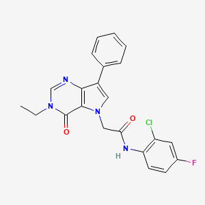 molecular formula C22H18ClFN4O2 B2509607 N-(2-chloro-4-fluorophenyl)-2-(3-ethyl-4-oxo-7-phenyl-3,4-dihydro-5H-pyrrolo[3,2-d]pyrimidin-5-yl)acetamide CAS No. 1251579-89-1