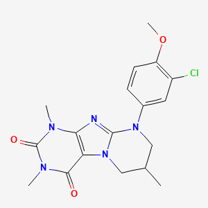 molecular formula C18H20ClN5O3 B2509609 9-(3-chloro-4-methoxyphenyl)-1,3,7-trimethyl-7,8-dihydro-6H-purino[7,8-a]pyrimidine-2,4-dione CAS No. 887695-87-6