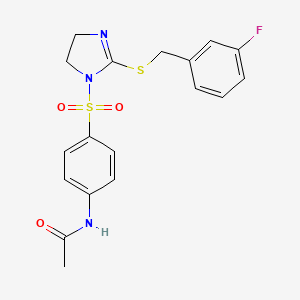 N-[4-[[2-[(3-fluorophenyl)methylsulfanyl]-4,5-dihydroimidazol-1-yl]sulfonyl]phenyl]acetamide