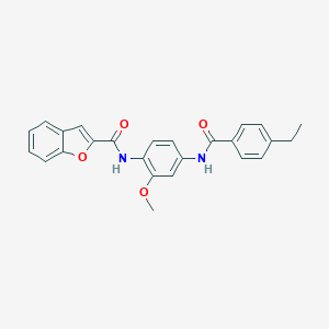 molecular formula C25H22N2O4 B250963 N-{4-[(4-ethylbenzoyl)amino]-2-methoxyphenyl}-1-benzofuran-2-carboxamide 