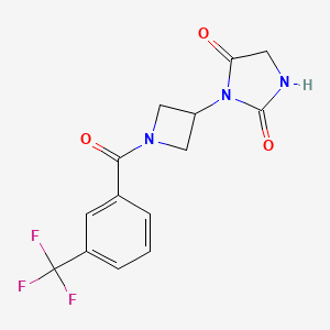 molecular formula C14H12F3N3O3 B2509635 3-(1-(3-(Trifluoromethyl)benzoyl)azetidin-3-yl)imidazolidine-2,4-dione CAS No. 2034364-14-0