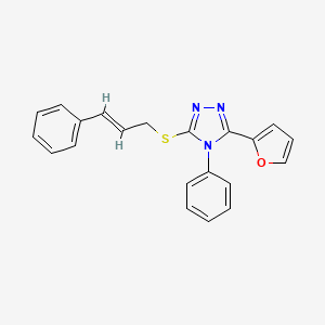 molecular formula C21H17N3OS B2509636 3-(cinnamylthio)-5-(furan-2-yl)-4-phenyl-4H-1,2,4-triazole CAS No. 325694-37-9