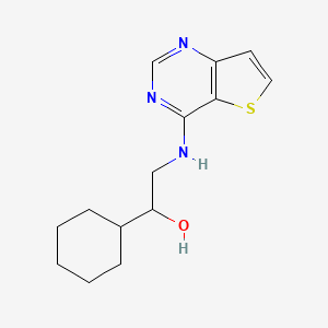 molecular formula C14H19N3OS B2509654 1-Cyclohexyl-2-(thieno[3,2-d]pyrimidin-4-ylamino)ethanol CAS No. 2380178-89-0