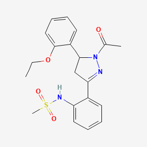 molecular formula C20H23N3O4S B2509664 N-{2-[1-乙酰基-5-(2-乙氧基苯基)-4,5-二氢-1H-吡唑-3-基]苯基}甲磺酰胺 CAS No. 923249-85-8