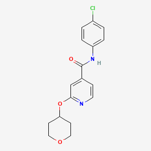 molecular formula C17H17ClN2O3 B2509666 N-(4-chlorophenyl)-2-((tetrahydro-2H-pyran-4-yl)oxy)isonicotinamide CAS No. 2034621-65-1