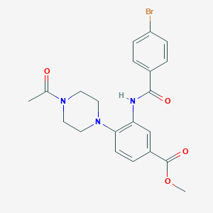 molecular formula C21H22BrN3O4 B250967 Methyl 4-(4-acetylpiperazin-1-yl)-3-[(4-bromobenzoyl)amino]benzoate 