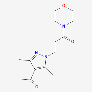 molecular formula C14H21N3O3 B2509670 3-(4-Acetyl-3,5-dimethyl-1H-pyrazol-1-yl)-1-morpholinopropan-1-one CAS No. 1006320-23-5