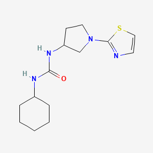 molecular formula C14H22N4OS B2509677 1-シクロヘキシル-3-(1-(チアゾール-2-イル)ピロリジン-3-イル)尿素 CAS No. 1797874-44-2