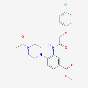 molecular formula C22H24ClN3O5 B250969 Methyl 4-(4-acetyl-1-piperazinyl)-3-{[(4-chlorophenoxy)acetyl]amino}benzoate 