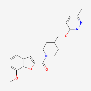 molecular formula C21H23N3O4 B2509692 (7-Methoxy-1-benzofuran-2-yl)-[4-[(6-methylpyridazin-3-yl)oxymethyl]piperidin-1-yl]methanone CAS No. 2320213-34-9