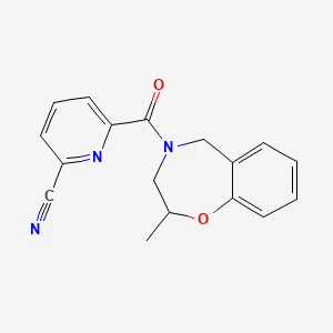 molecular formula C17H15N3O2 B2509693 6-(2-Methyl-3,5-dihydro-2H-1,4-benzoxazepine-4-carbonyl)pyridine-2-carbonitrile CAS No. 2411311-95-8