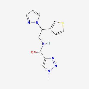 molecular formula C13H14N6OS B2509702 N-(2-(1H-pyrazol-1-yl)-2-(thiophen-3-yl)ethyl)-1-methyl-1H-1,2,3-triazole-4-carboxamide CAS No. 2034569-38-3