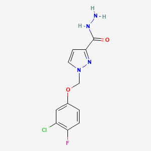 molecular formula C11H10ClFN4O2 B2509709 1-[(3-chloro-4-fluorophenoxy)methyl]-1H-pyrazole-3-carbohydrazide CAS No. 1004193-94-5
