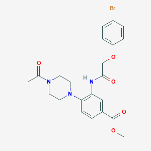 molecular formula C22H24BrN3O5 B250971 Methyl 4-(4-acetyl-1-piperazinyl)-3-{[(4-bromophenoxy)acetyl]amino}benzoate 