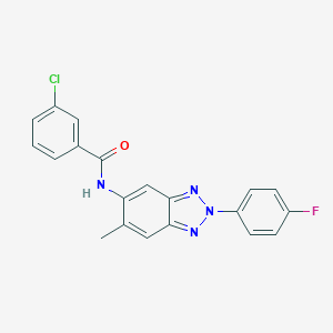 molecular formula C20H14ClFN4O B250973 Benzamide, 3-chloro-N-[2-(4-fluorophenyl)-6-methyl-2H-benzotriazol-5-yl]- 