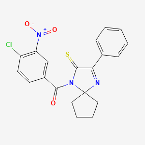 molecular formula C20H16ClN3O3S B2509733 1-(4-Chloro-3-nitrobenzoyl)-3-phenyl-1,4-diazaspiro[4.4]non-3-ene-2-thione CAS No. 899782-20-8